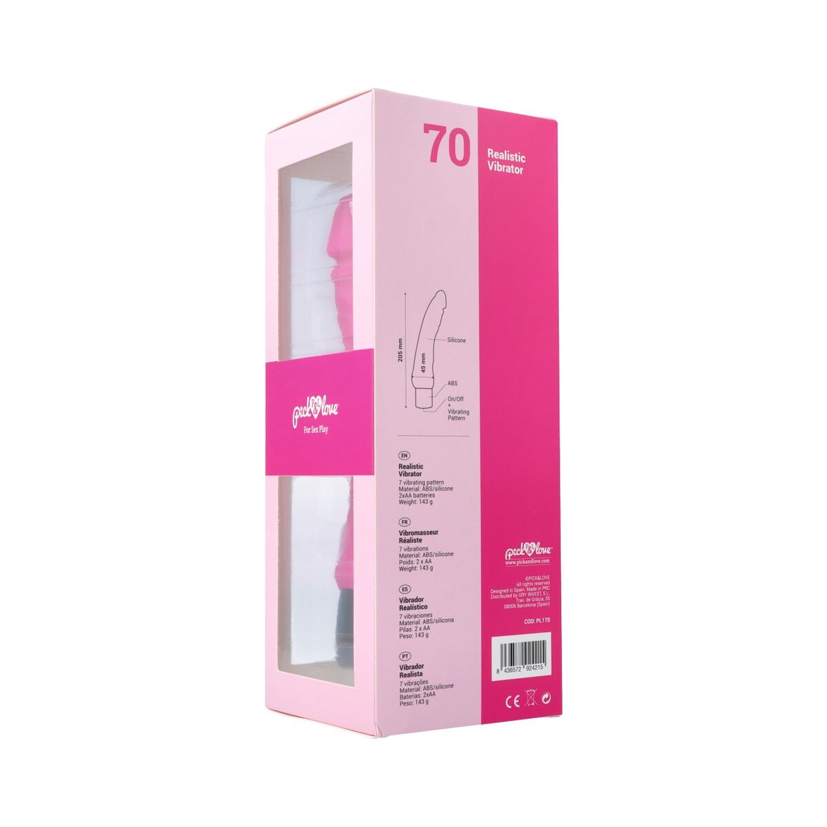 Gode réaliste Pick&Love Nº 70 Silicone Rose