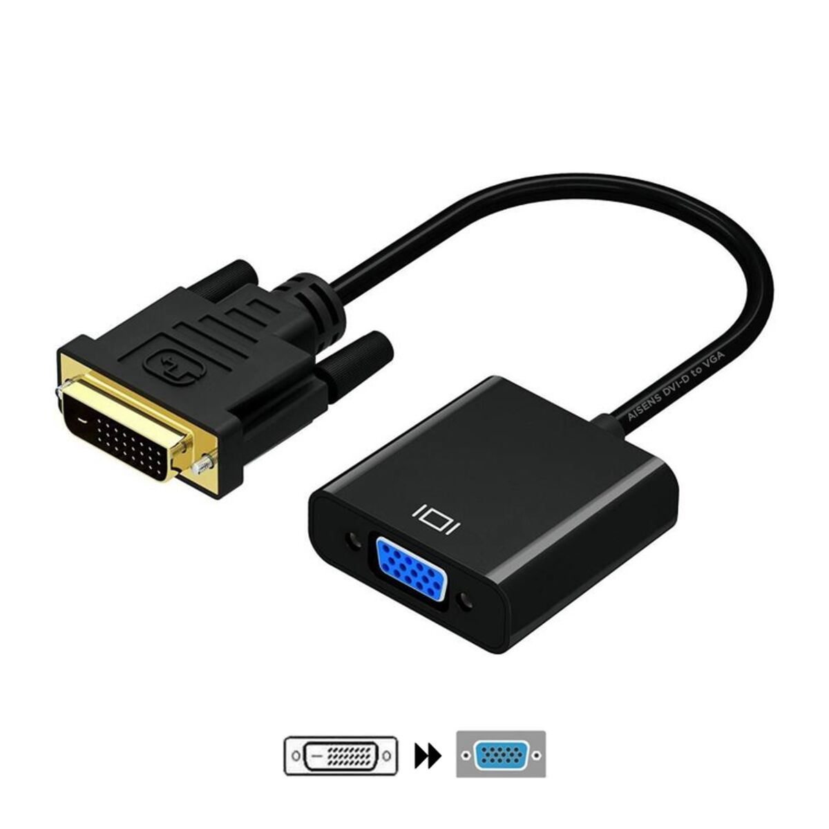 Adaptateur DVI-d vers VGA Aisens A147-0352 Noir