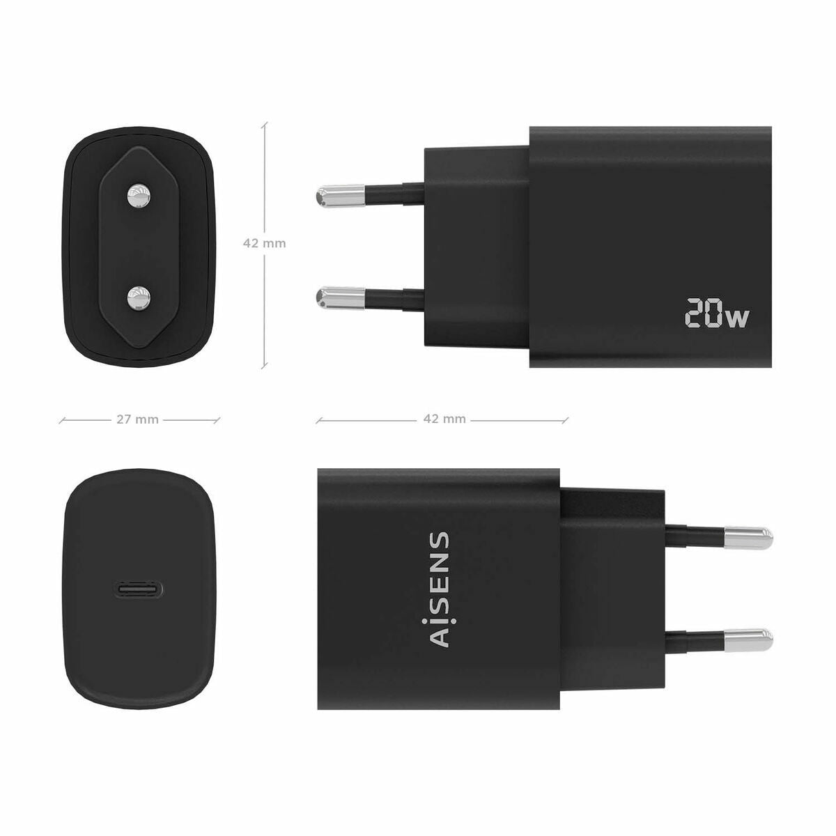 Chargeur mural Aisens A110-0753 Noir