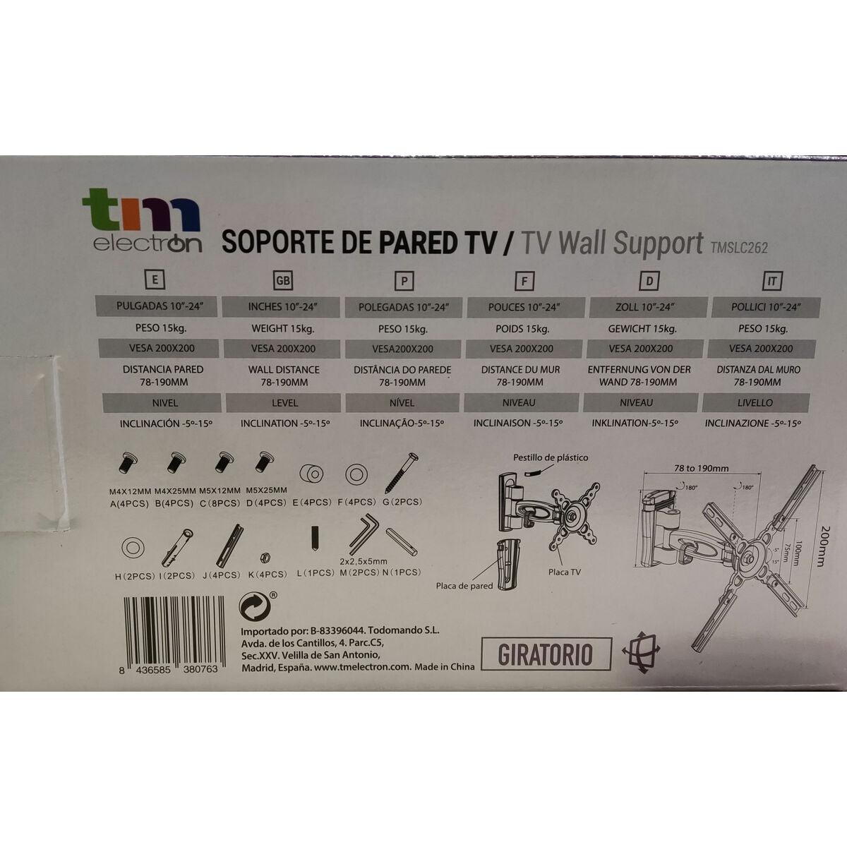 Support de TV TM Electron 15 kg 10"-24"