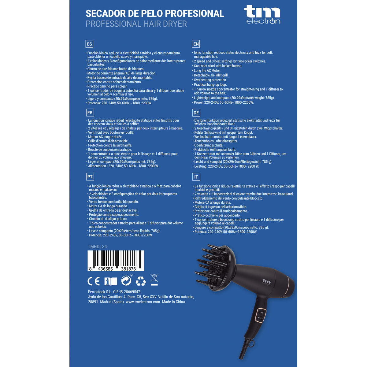 Sèche-cheveux TM Electron 1800-2200 W