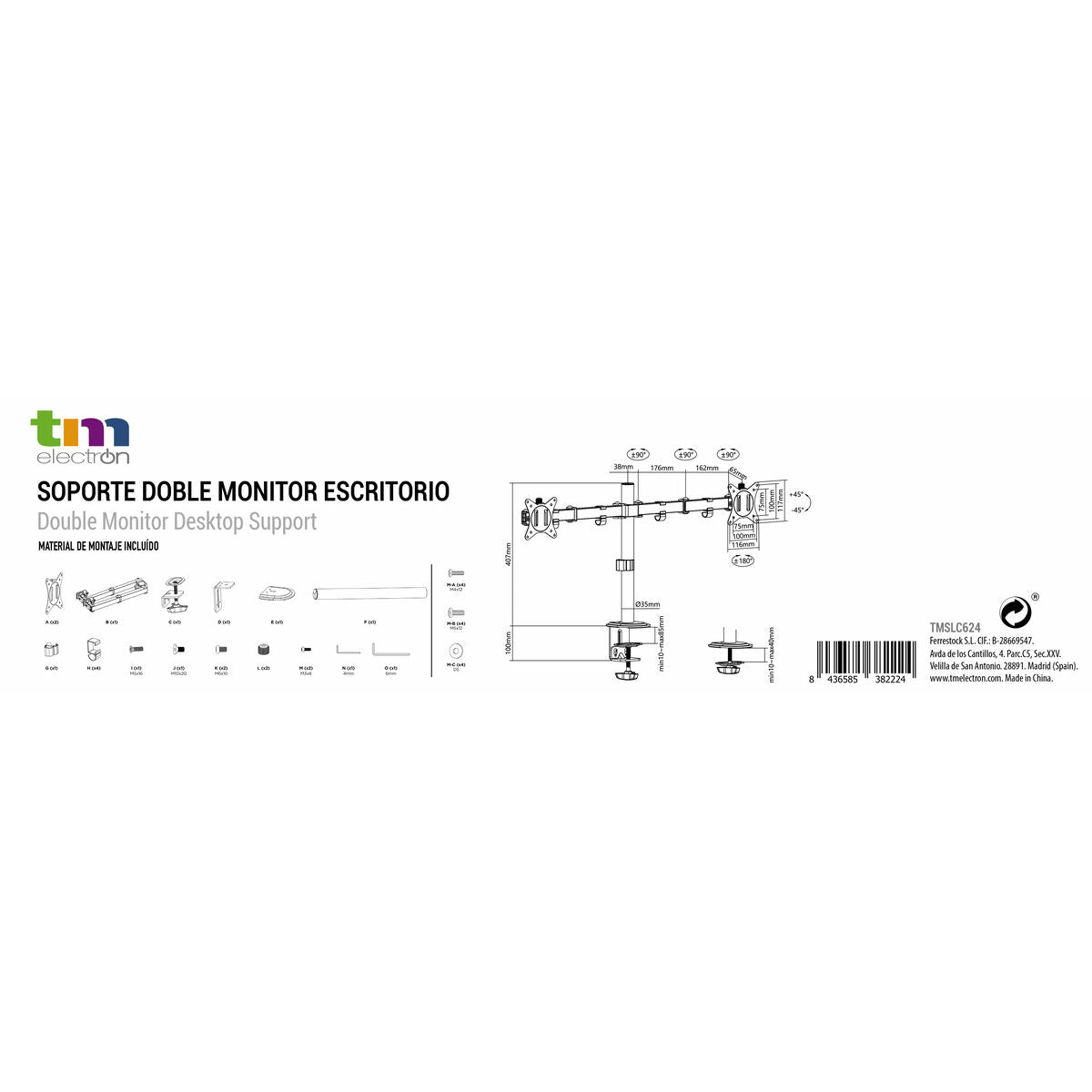 Support réglable TM Electron Écran 17"-32"