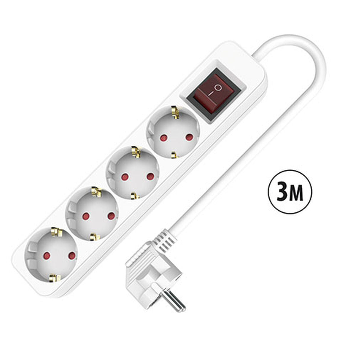 Rallonge 4 prises Schuko avec interrupteur TM Electron TMUAD534S Blanc 3680 W (3 m)