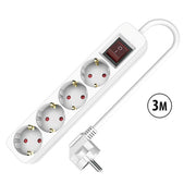 Rallonge 4 prises Schuko avec interrupteur TM Electron TMUAD534S Blanc 3680 W (3 m)