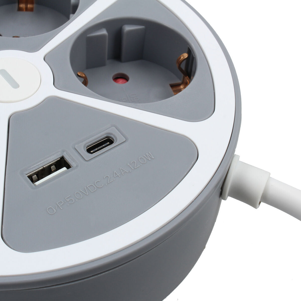 Rallonge 3 prises Schuko avec interrupteur TM Electron TMUAD554CB Blanc Gris 3680 W 30 W (1,5 m)