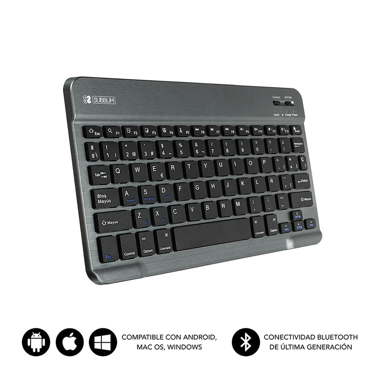 Clavier Bluetooth Subblim SUB-KBT-SM0002 Gris Espagnol Qwerty