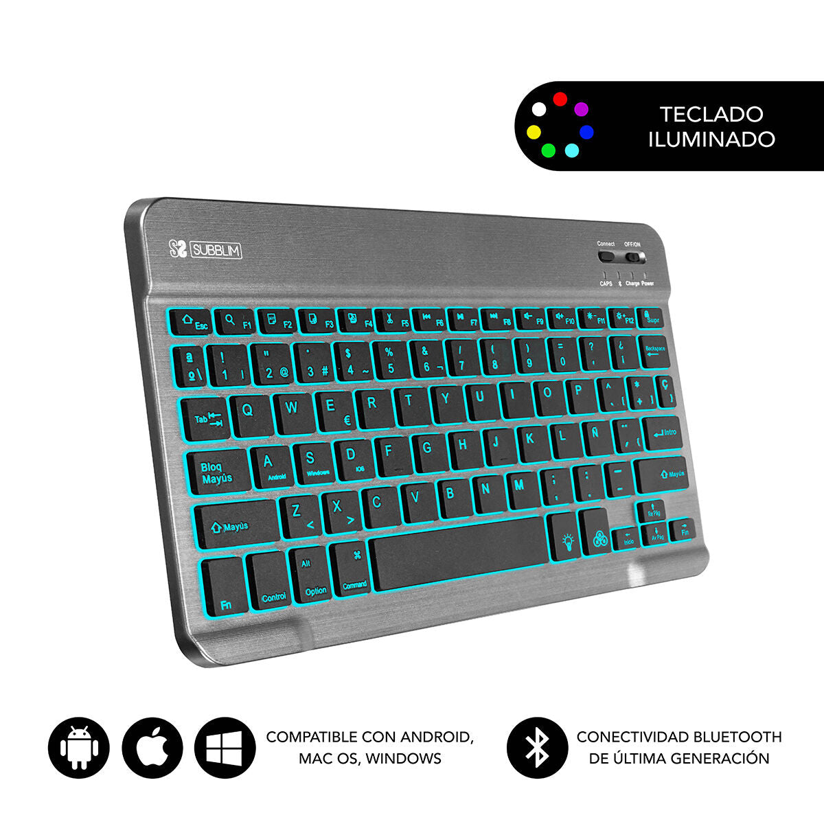 Clavier Bluetooth Subblim SUB-KBT-SMBL31 Gris Espagnol Qwerty