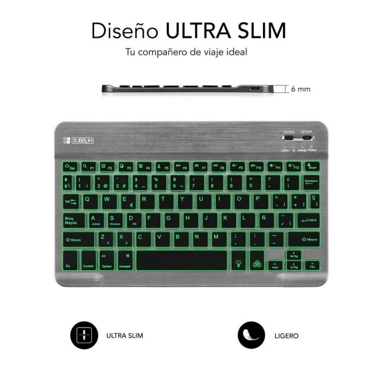 Clavier Bluetooth Subblim SUB-KBT-SMBL31 Gris Espagnol Qwerty