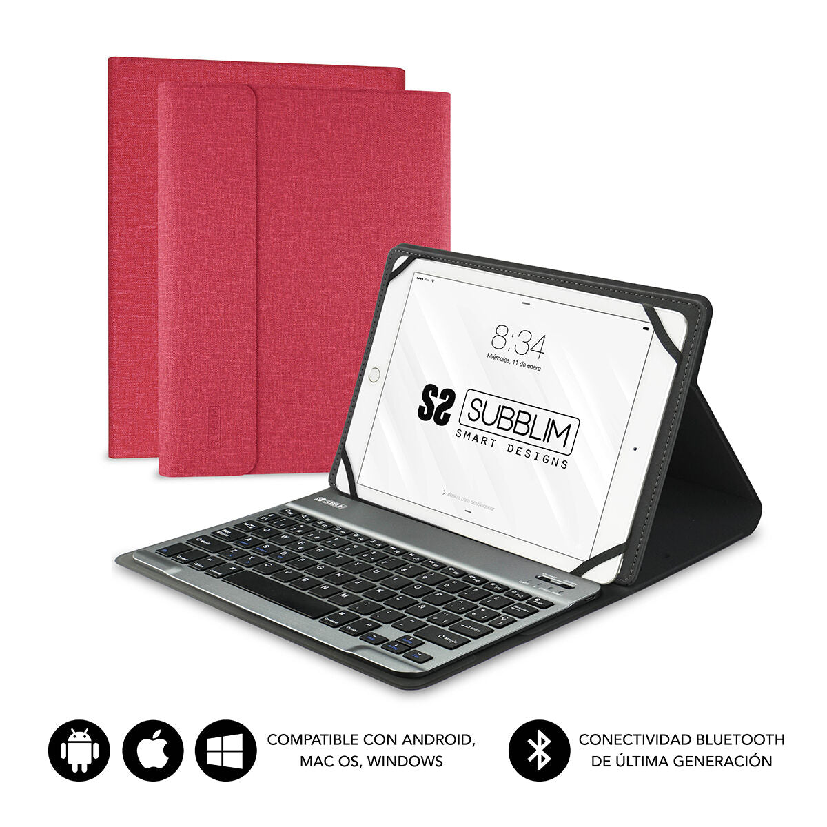 Housse pour Tablette et Clavier Subblim SUB-KT2-BT0003 Rouge Espagnol Qwerty