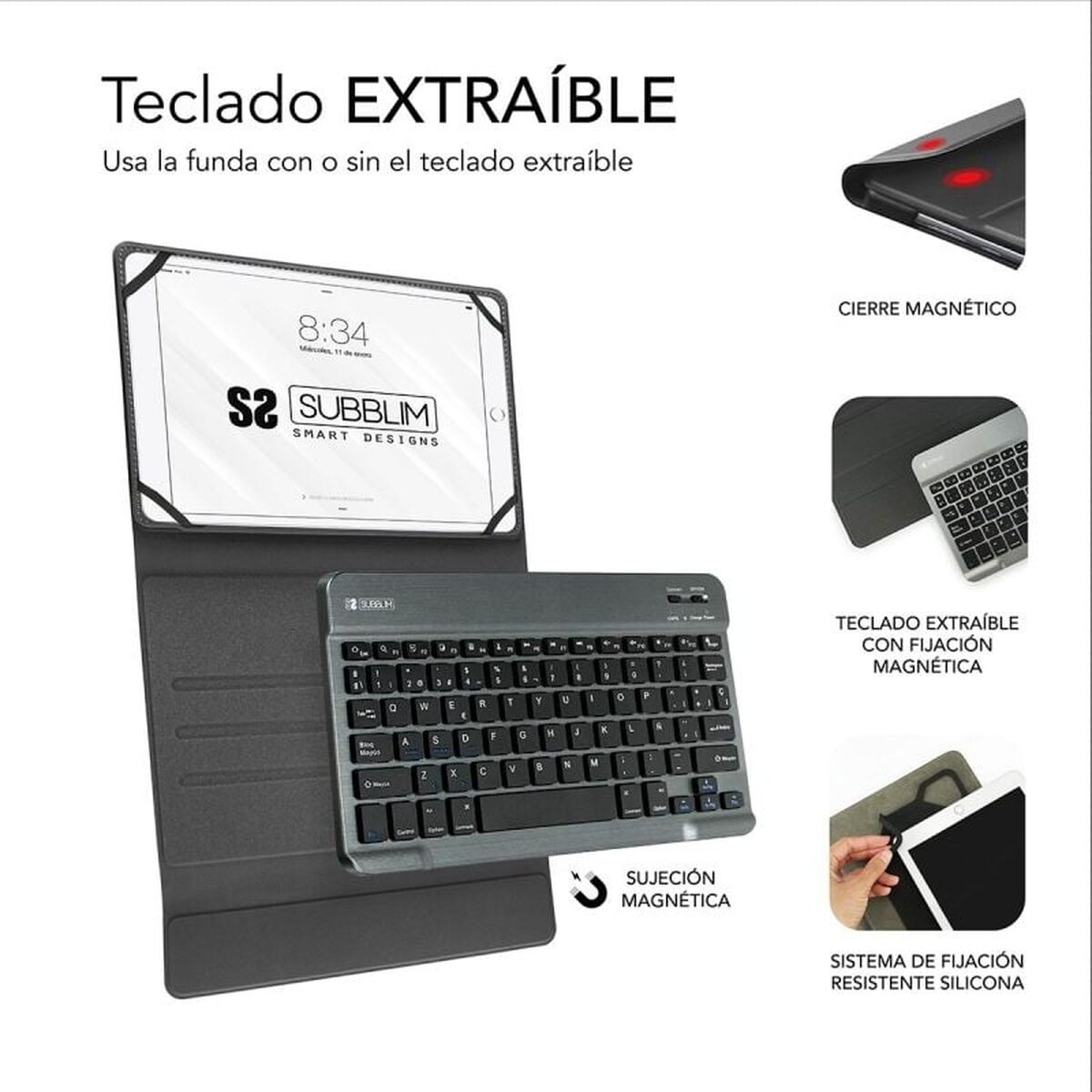 Housse pour Tablette et Clavier Subblim SUB-KT2-BT0003 Rouge Espagnol Qwerty