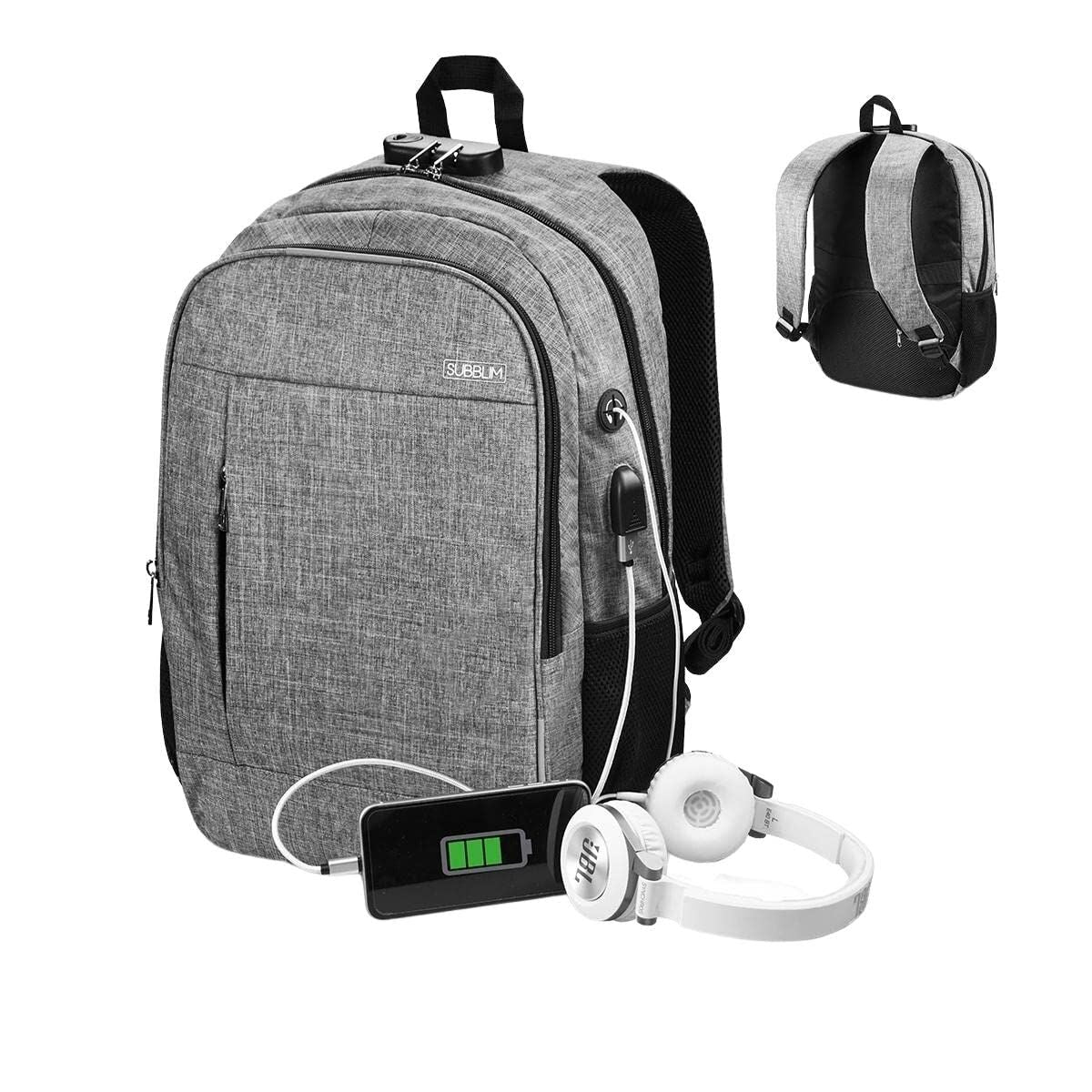 Sac à Dos pour Portable et Tablette avec Sortie USB Subblim SUB-BP-1UL0001 Gris