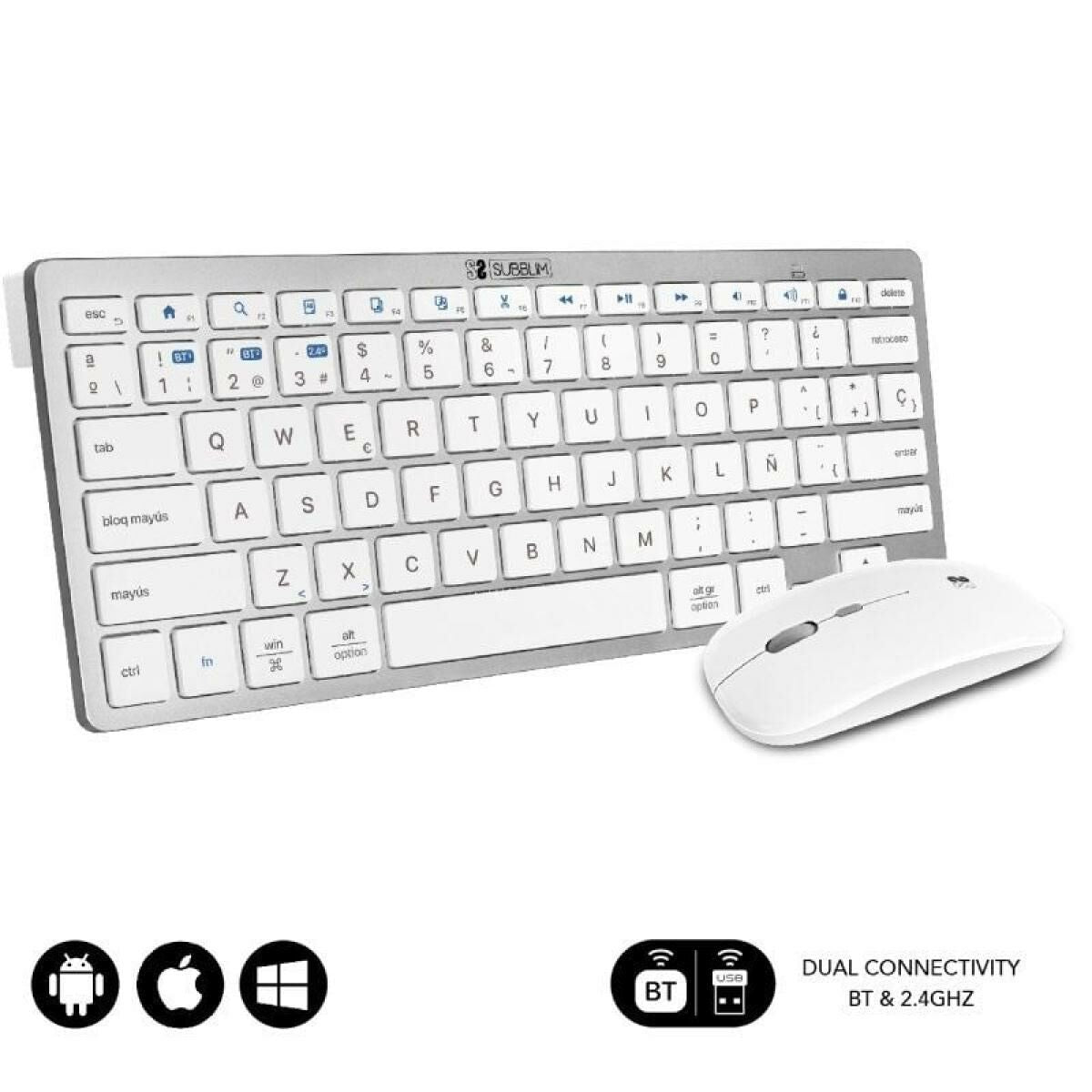clavier et souris Subblim SUBKBC-OCO010 Argenté