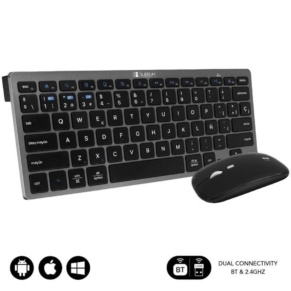 clavier et souris Subblim SUBKBC-OCO020 Gris