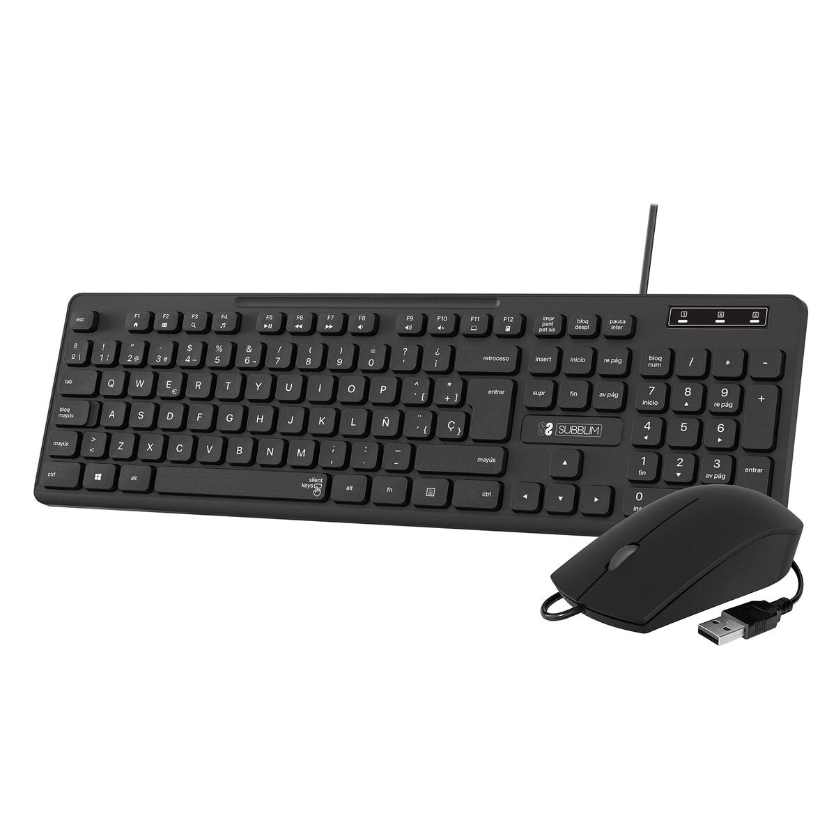 clavier et souris Subblim SUBKBC-CSSK01 Noir QWERTY
