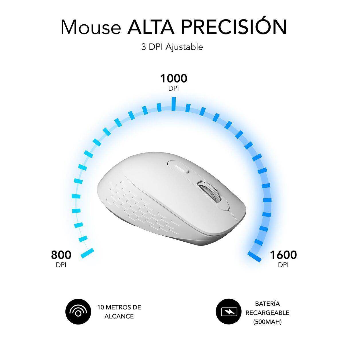 Souris sans-fil Subblim SUBMO-EDCUR02 Blanc 1600 dpi