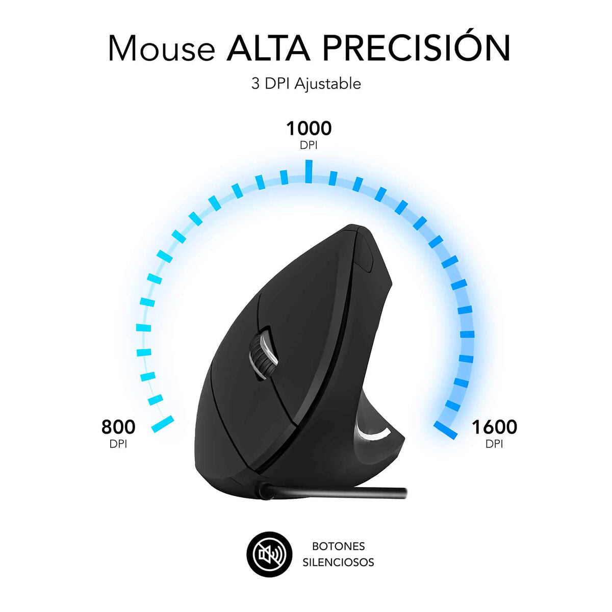 Souris Optique Ergonomique Subblim SUBMO-EDGVU01 Noir 1600 dpi