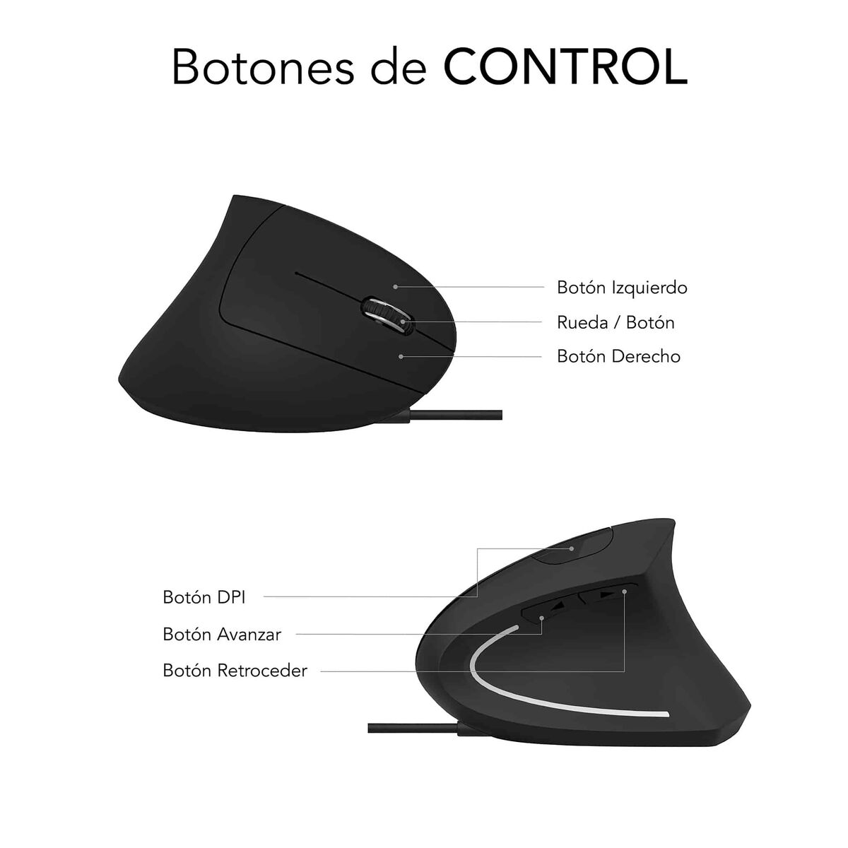 Souris Optique Ergonomique Subblim SUBMO-EDGVU01 Noir 1600 dpi