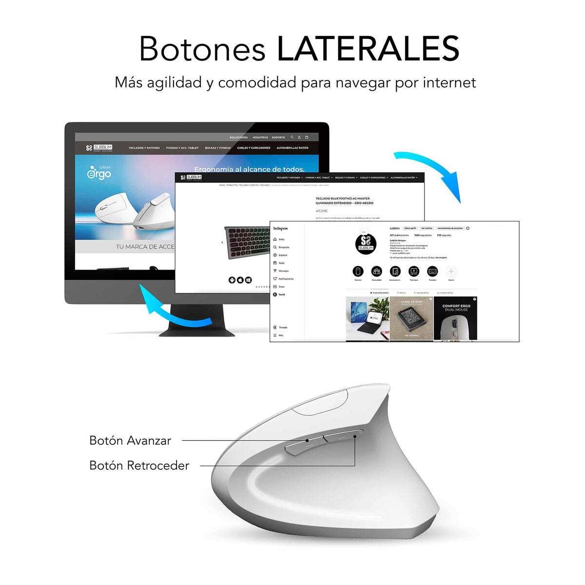 Souris Subblim SUBMO-EDGVW02 Blanc 1600 dpi