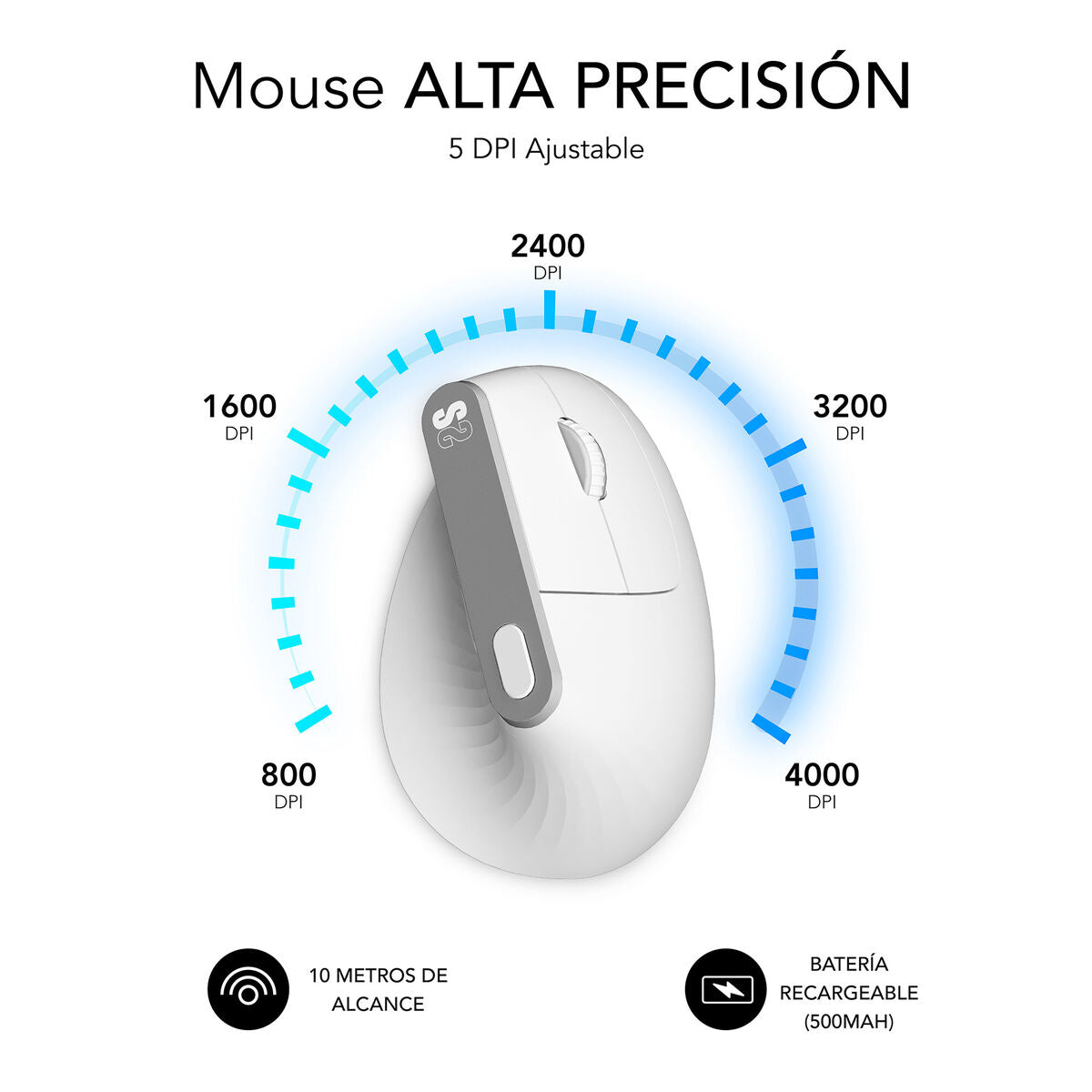 Souris Optique Ergonomique Subblim SUBMO-EDNVW02 Blanc 4000 dpi