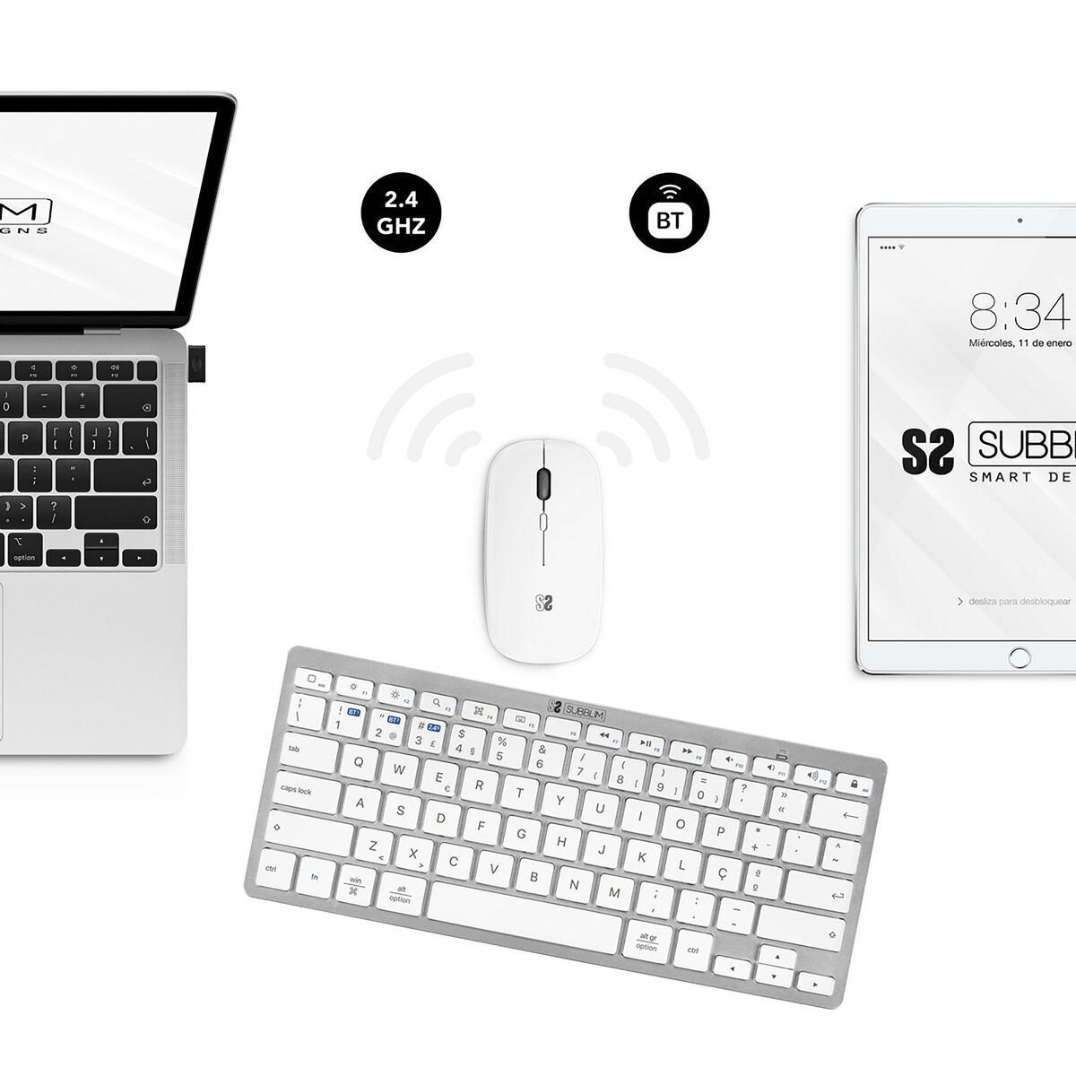 Tapis de Souris Subblim COMBO MULTIDISPOSITIVO COMPACTO SILVER