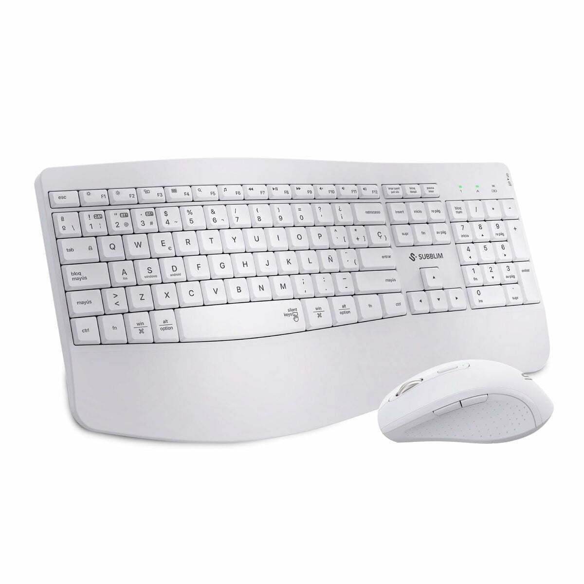 clavier et souris Subblim SUBKBC-DCOPW1 Blanc Espagnol Qwerty