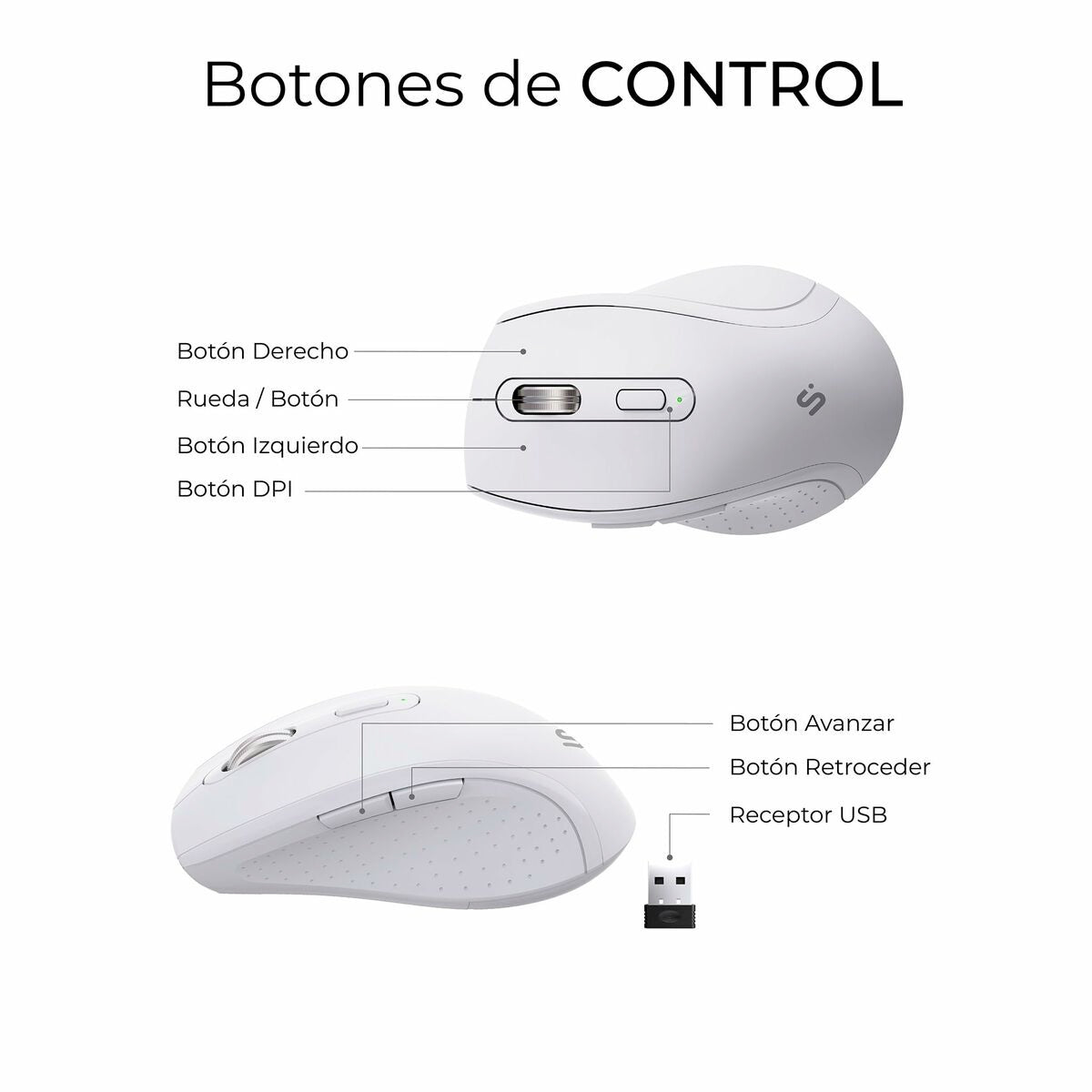 clavier et souris Subblim SUBKBC-DCOPW1 Blanc Espagnol Qwerty