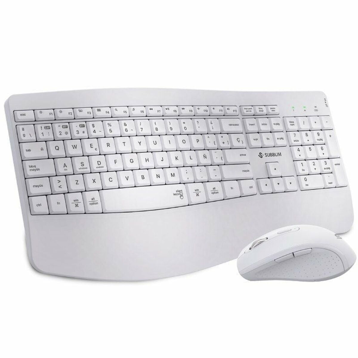 clavier et souris Subblim SUBKBC-DCOPW1 Blanc Espagnol Qwerty