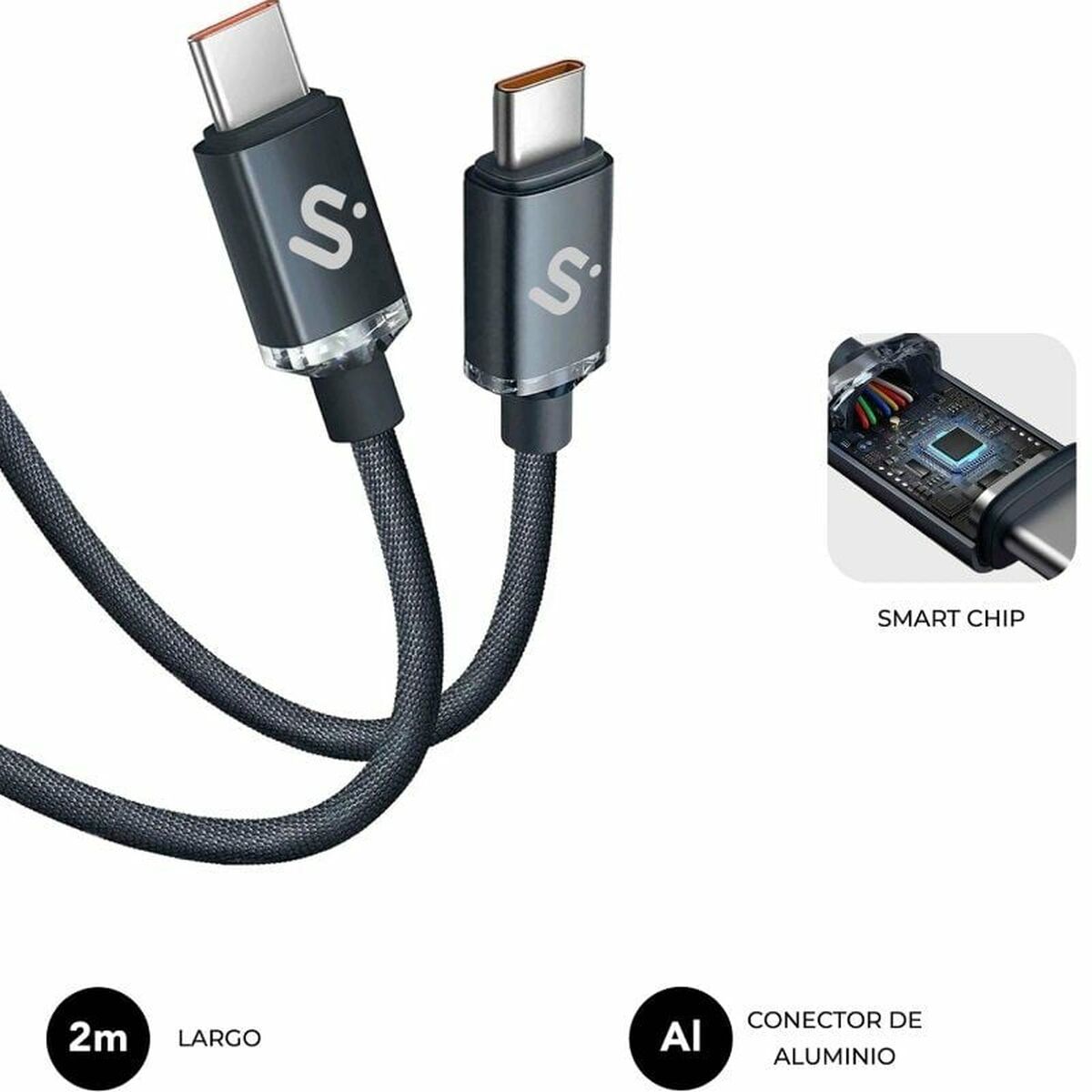 Câble USB-C vers USB-C Subblim SUBCAB-C06002 2 m Noir