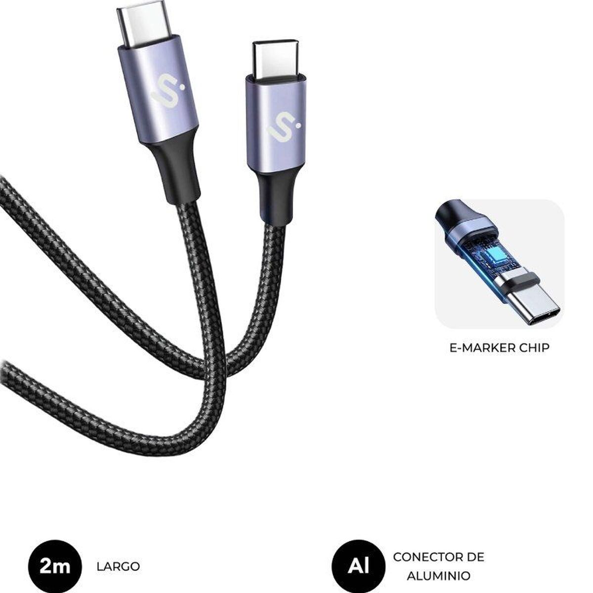 Câble USB-C vers USB-C Subblim SUBCAB-C10001 1 m Noir