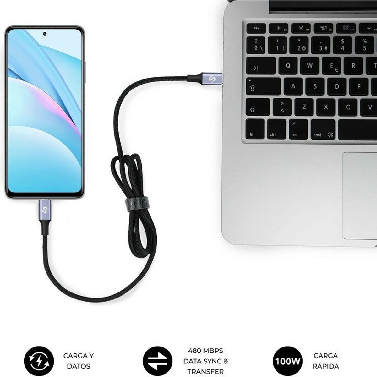 Câble USB-C vers USB-C Subblim SUBCAB-C10001 1 m Noir