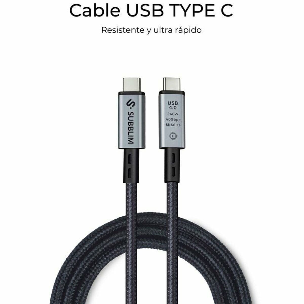 Câble USB-C vers USB-C Subblim SUBCAB-C24010 1,5 m Noir