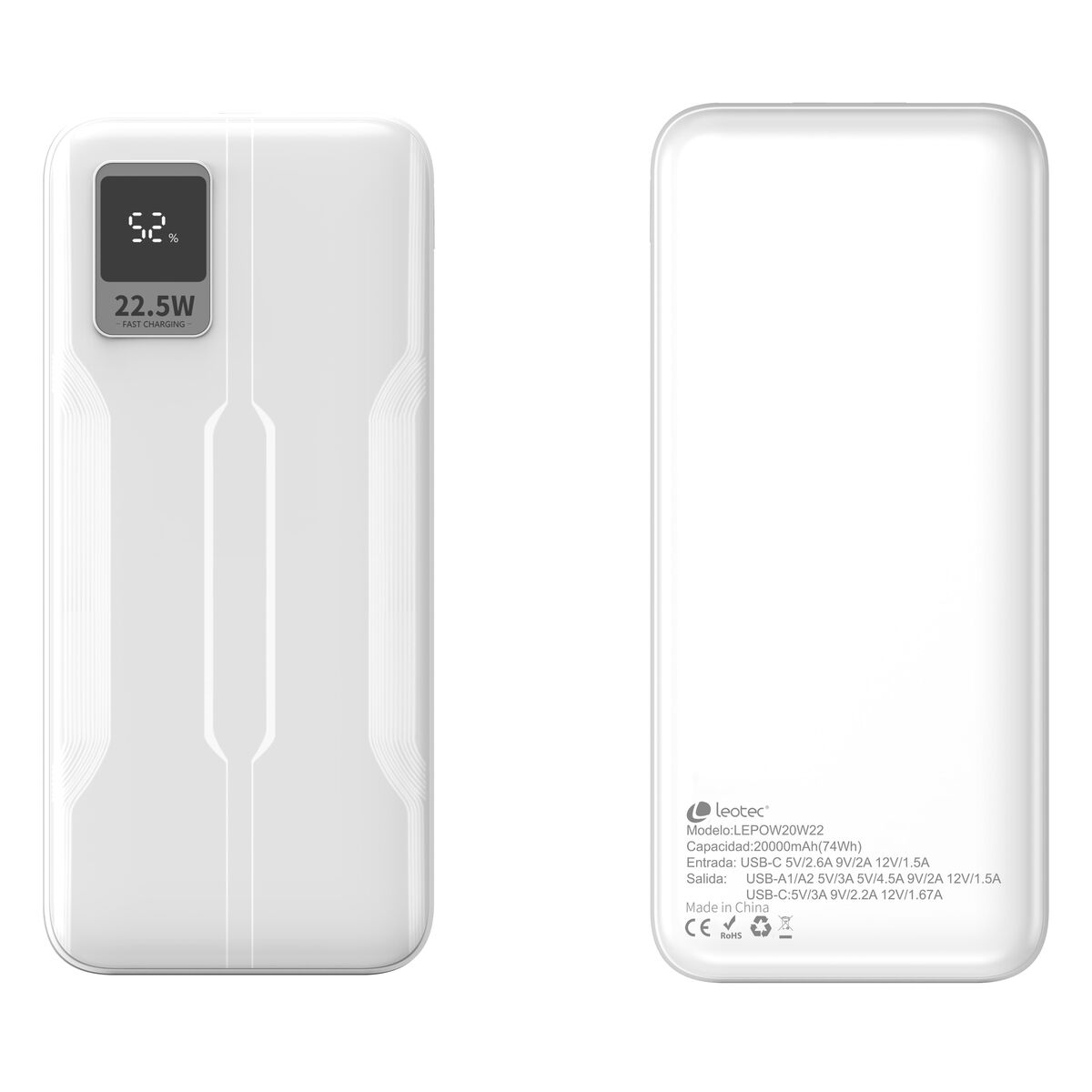 Powerbank LEOTEC LEPOW20W22W Blanc 20000 mAh