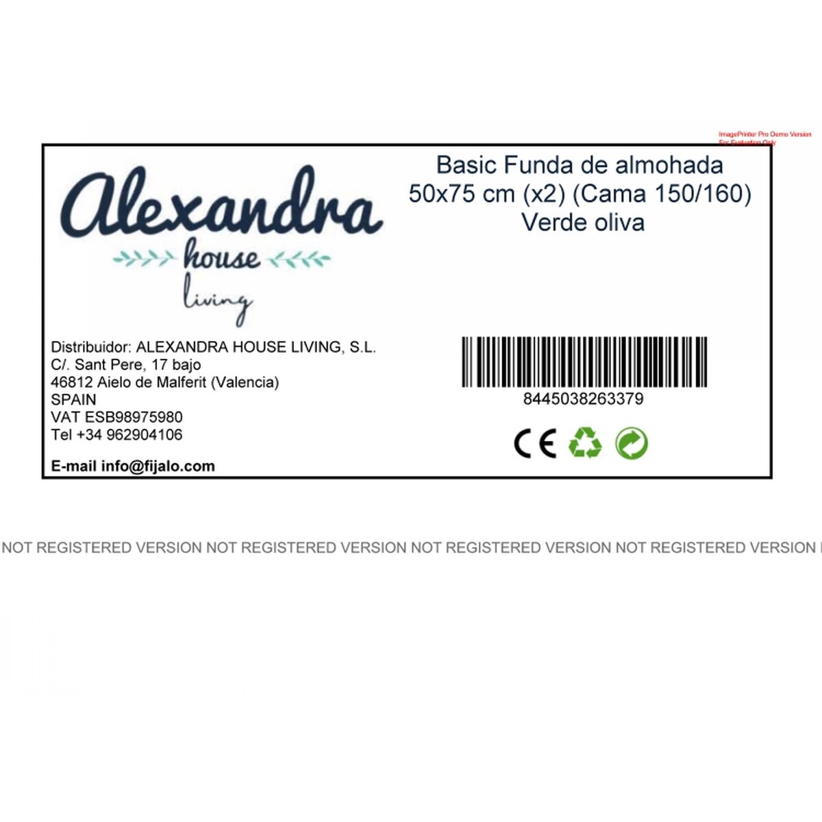 Taie d'oreiller HappyFriday Basic Vert 50 x 75 cm (2 Unités)