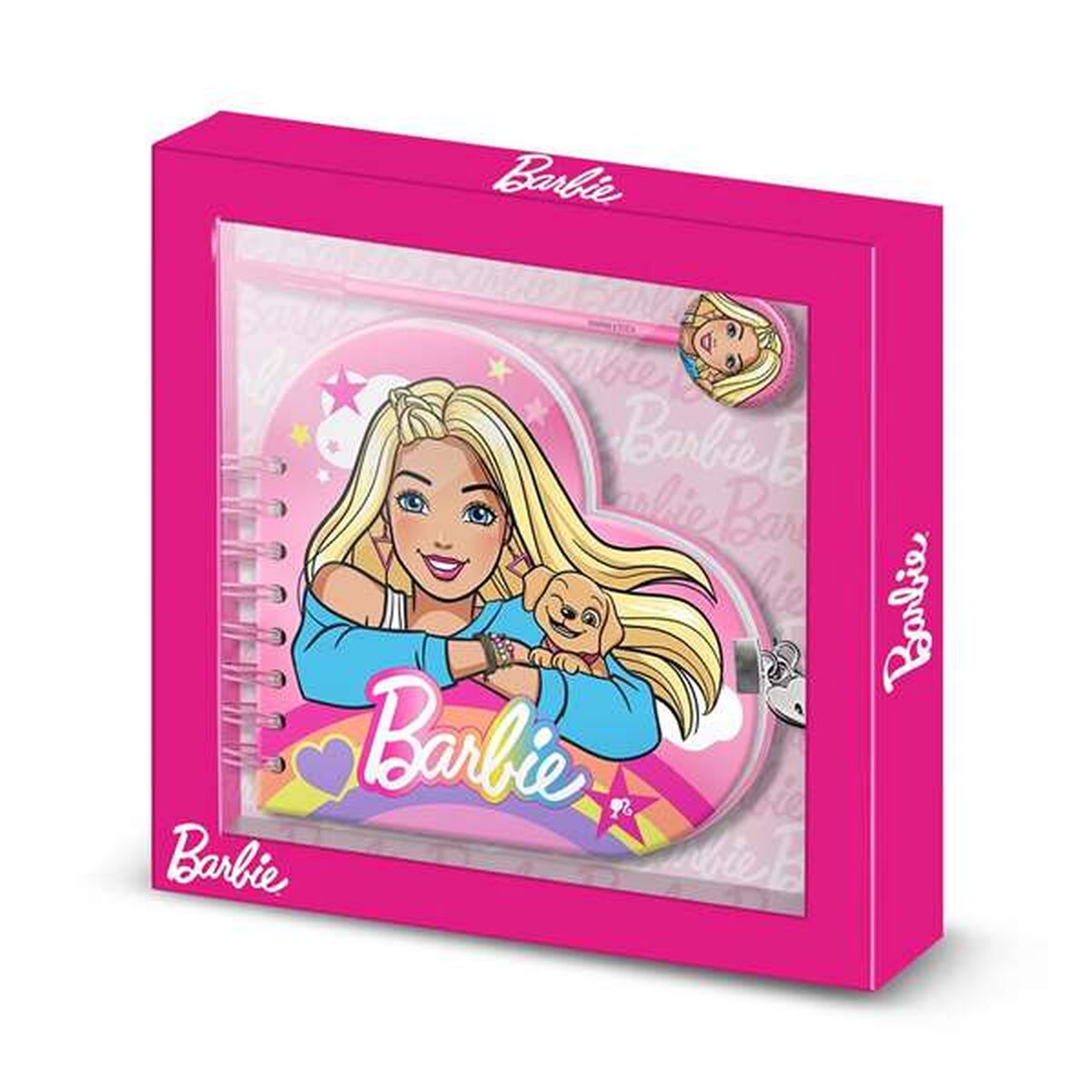 Cahier à Spirales avec Stylo Barbie Rose 160 Volets 23 x 2,5 x 24 cm