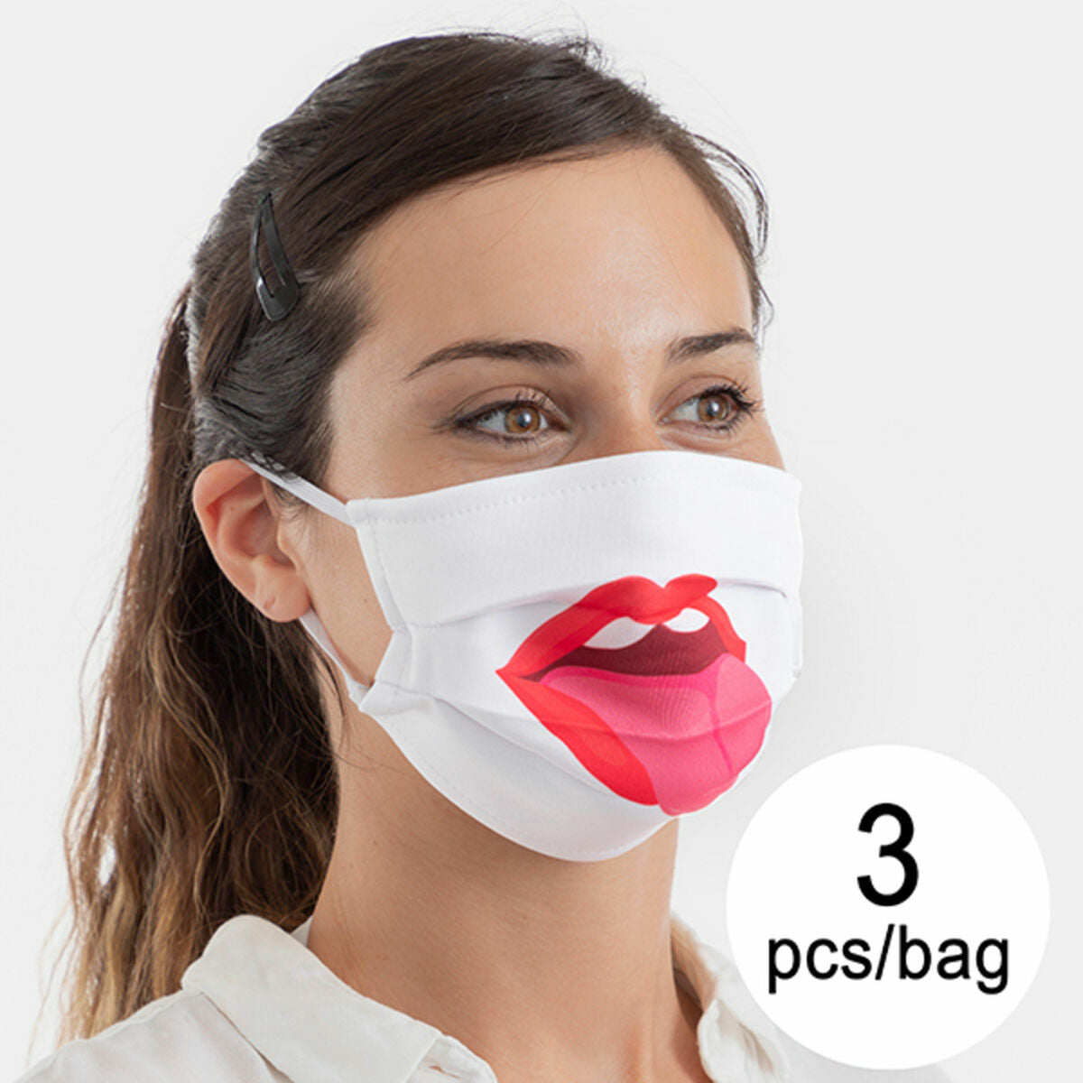 Masque en tissu hygiénique réutilisable Tongue Luanvi Taille M Pack de 3 unités