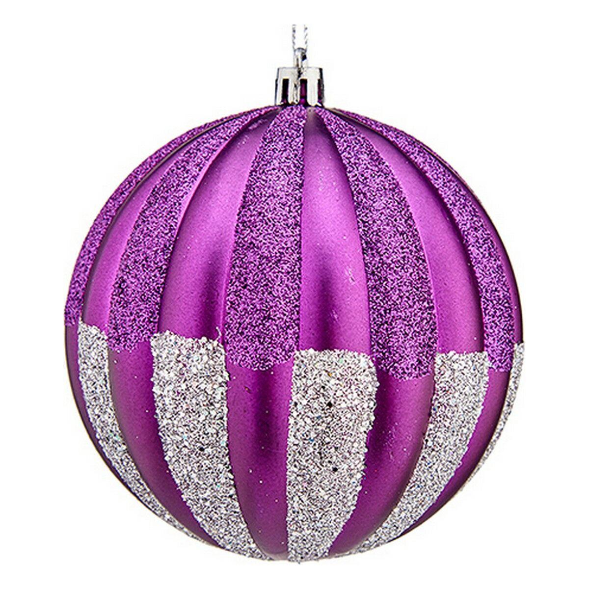 Boules de Noël Krist+ Violet Argenté PVC Ø 10 cm 6 Unités