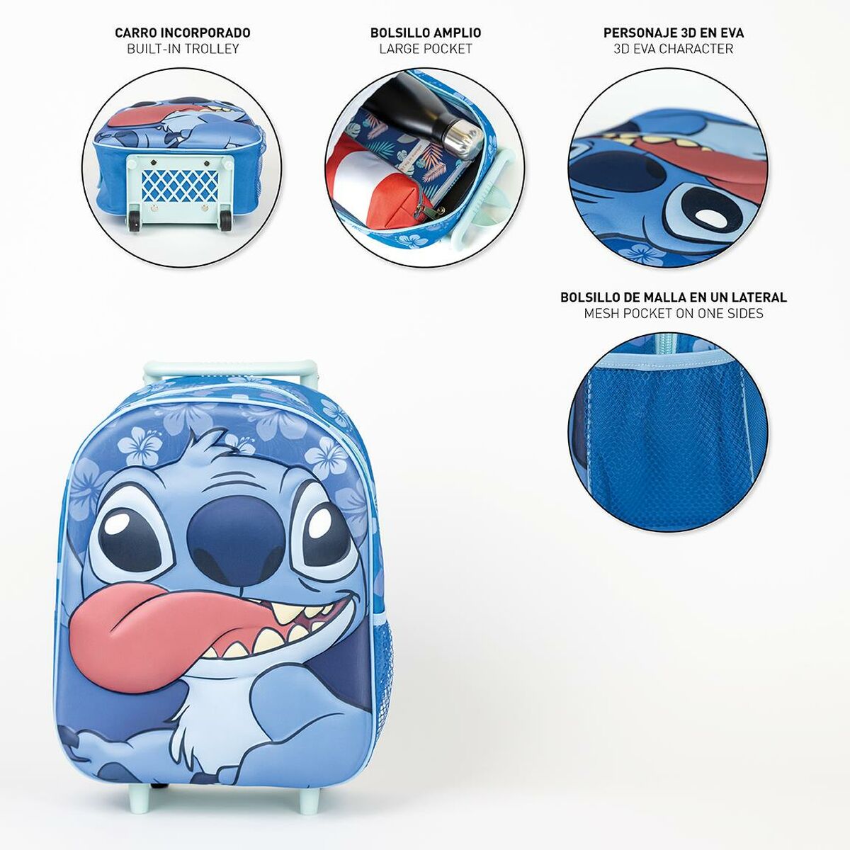 Cartable 3D avec roulettes Stitch