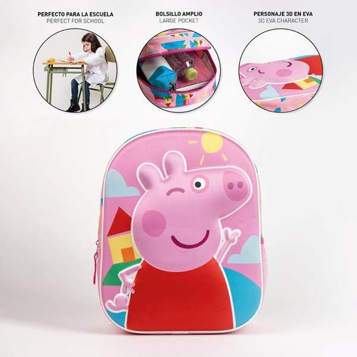 Cartable 3D Peppa Pig Rose 25,0 x 31,0 x 10,0 cm
