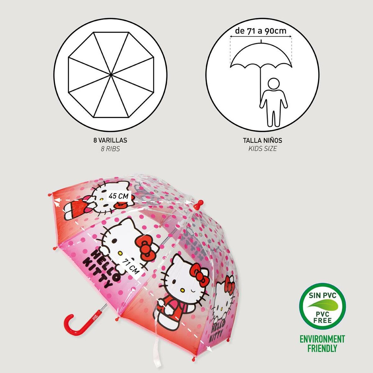 Parapluie Hello Kitty Rose 45 cm Ø 45 cm