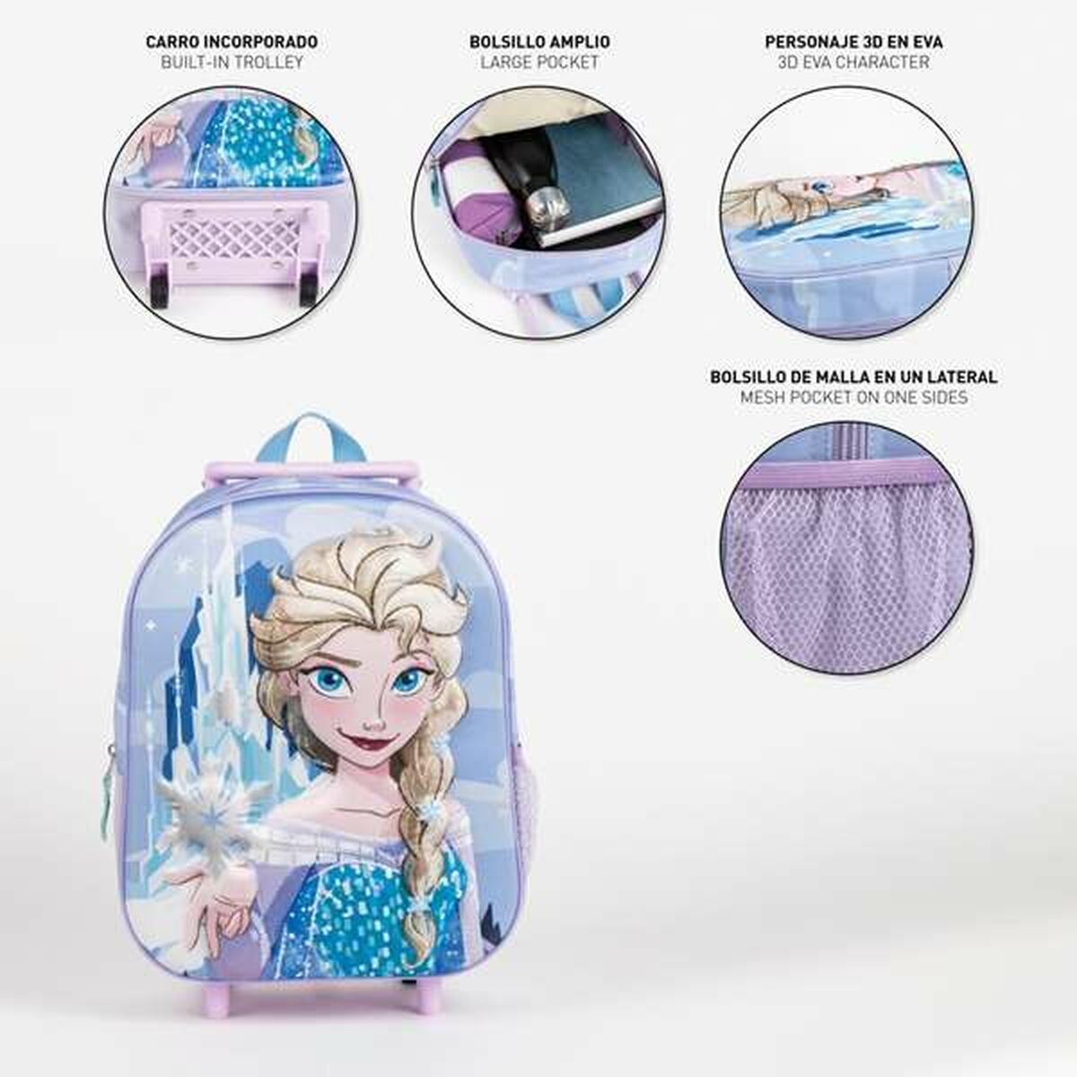 Cartable 3D avec roulettes Frozen Bleu Lila 25,0 x 31,0 x 10,0 cm