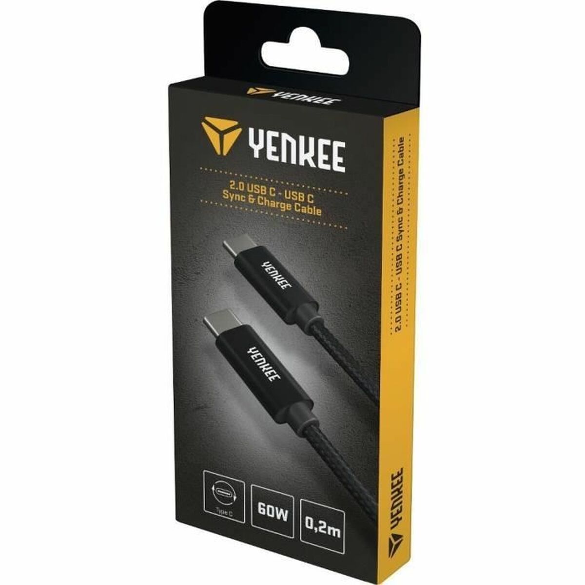 Câble USB-C Yenkee YCU C02 BK Noir 0,2 m