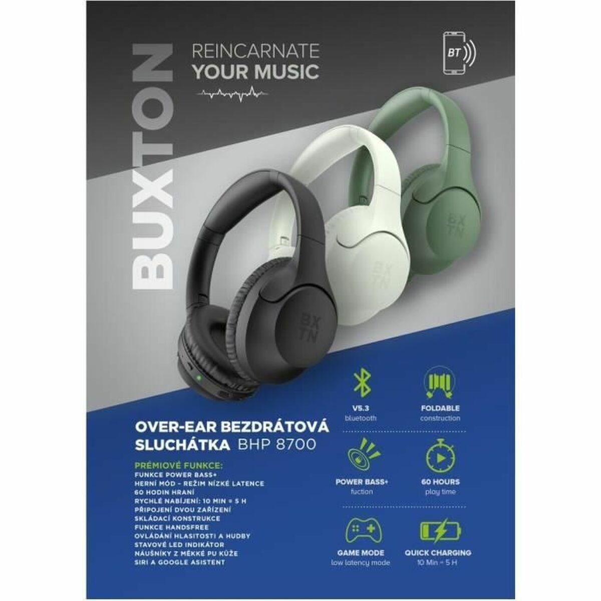 Casque Buxton BHP 8700 Blanc Vert