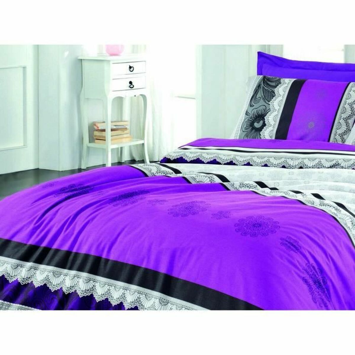 Parure de couette Violet Lit king size 3 Pièces