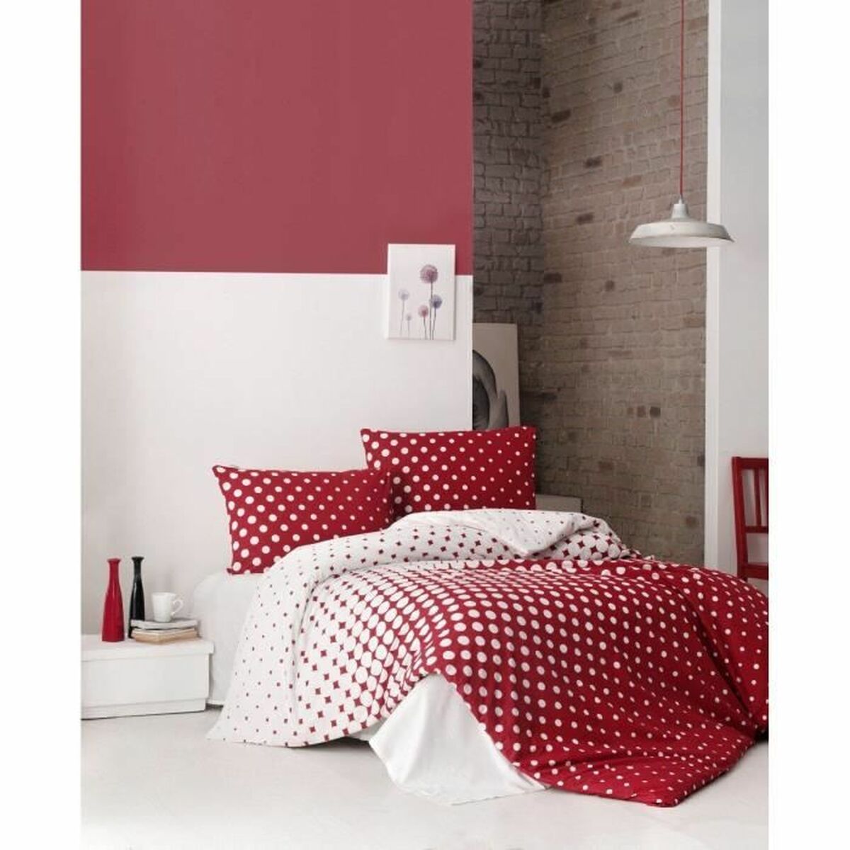 Parure de couette Rouge Lit king size 3 Pièces