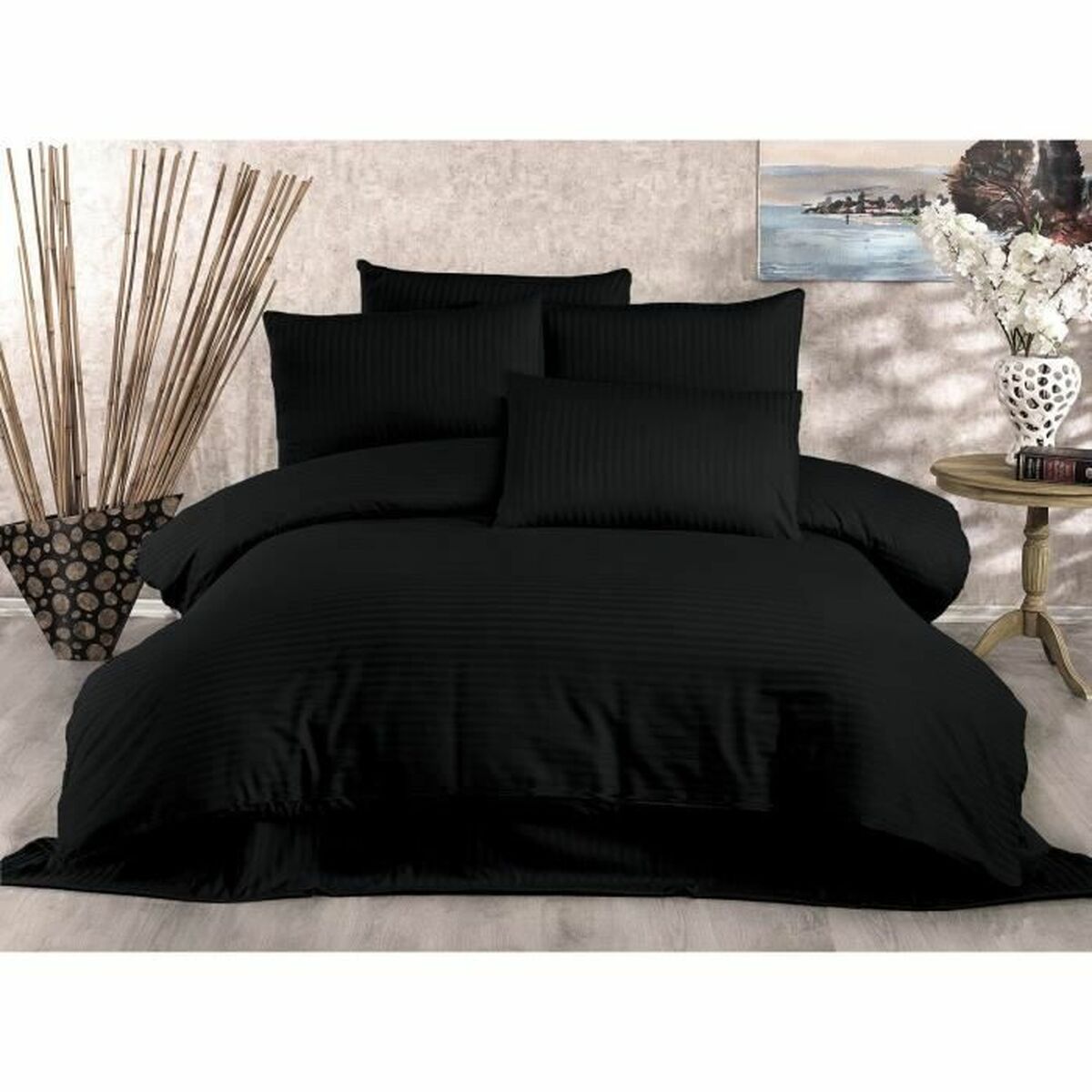 Parure de couette Noir Lit king size 3 Pièces