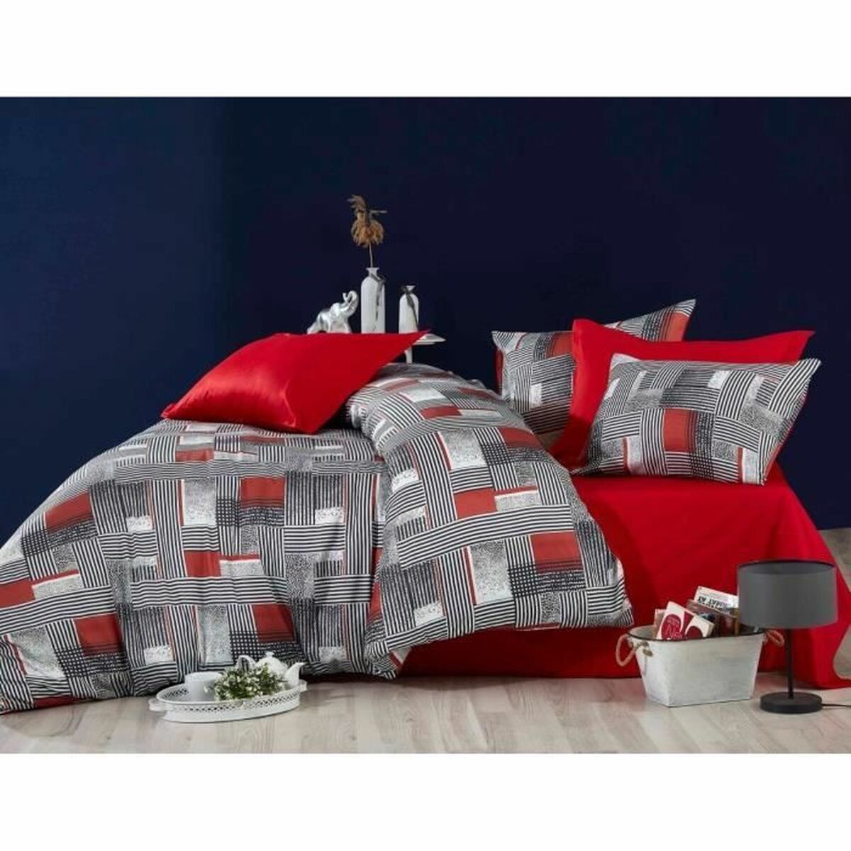 Parure de couette Gris Lit king size 3 Pièces