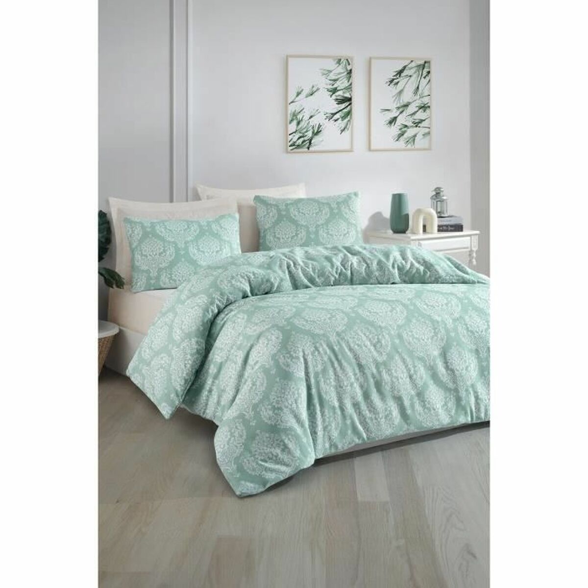 Parure de couette Vert Lit king size 3 Pièces