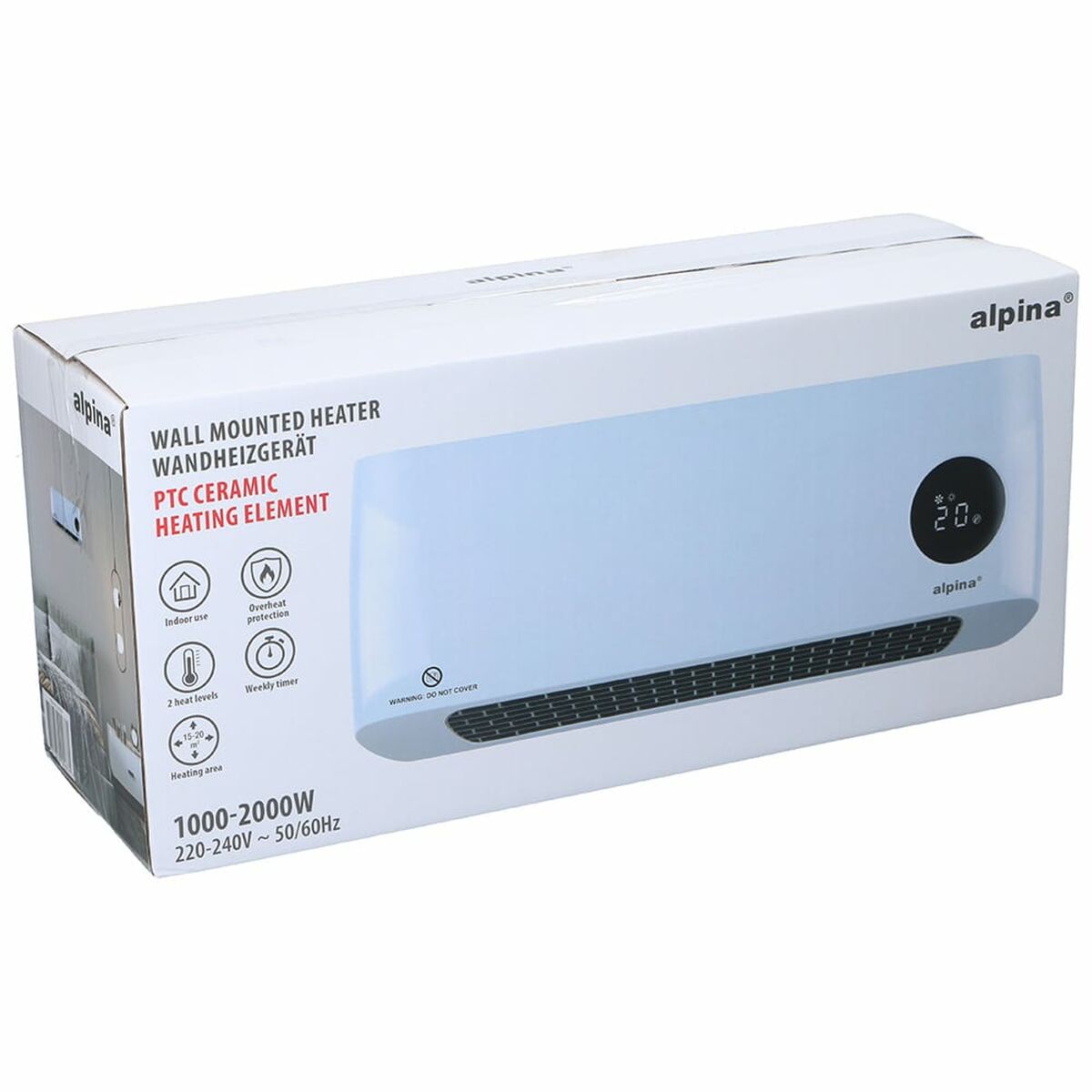 Chauffage Céramique Électrique Alpina Blanc 1000-2000 W