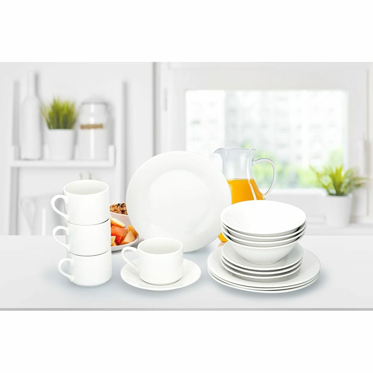 Assiettes Alpina Blanc Céramique 16 Pièces (4 Unités)