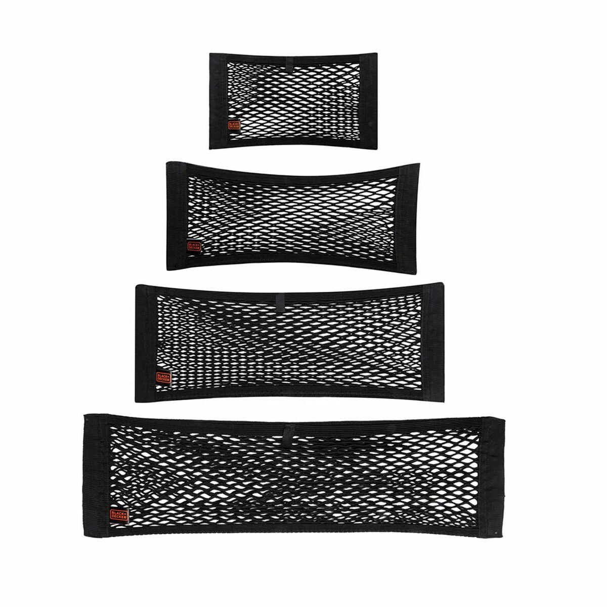 Filet de rangement pour voiture Black & Decker Noir 40/50/60/80 x 25 cm 4 Pièces